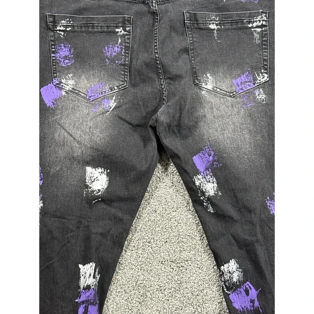 Switch Remarkable Men's Black Distressed Jeans Paint Splatter 40x32